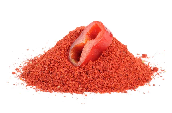 Paprika Powder and Slice of Red Bell Pepper — Stock Photo, Image