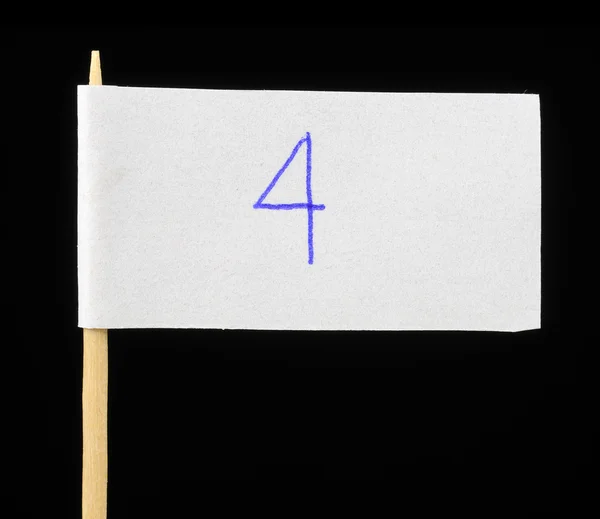 El yazısıyla yazılan numara dört kağıt bayrak — Stok fotoğraf