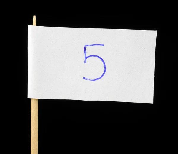 Escrito a mano número cinco en la bandera de papel —  Fotos de Stock