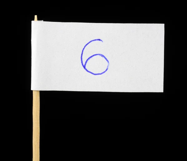 Handskrivet nummer sex på papper flagga — Stockfoto