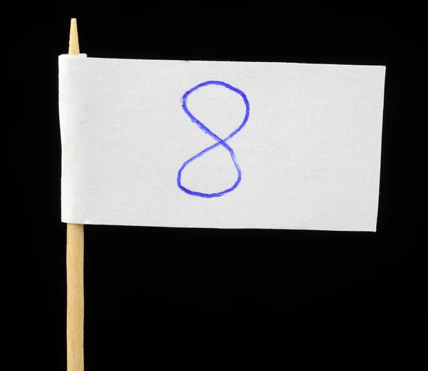 Handwritten Number Eight on Paper Flag — Stock Photo, Image