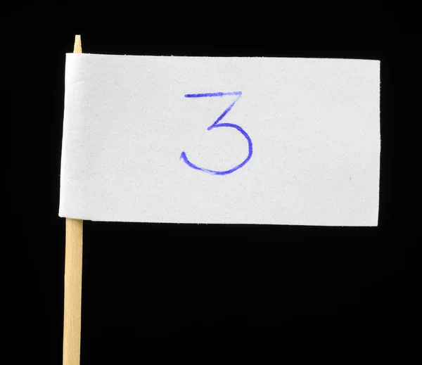 stock image Handwritten Number Three on Paper Flag