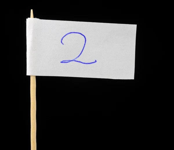 Escrito a mano número dos en la bandera de papel — Foto de Stock