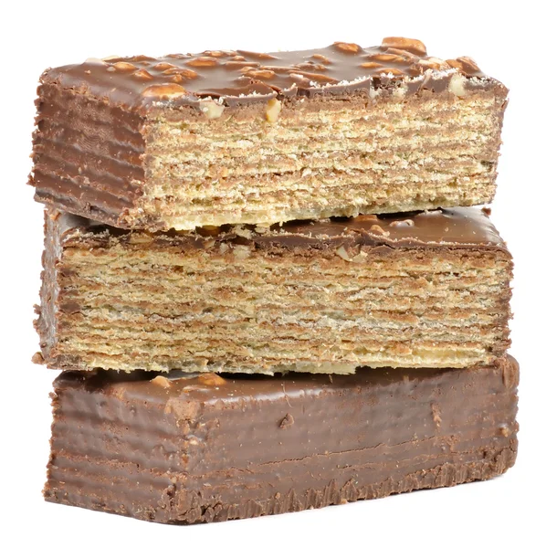 Bitar av choklad våffla tårta — Stockfoto