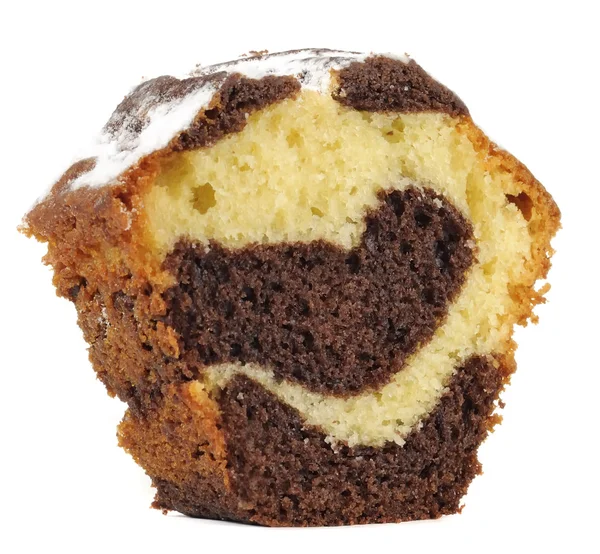 Pedazo de pastel de esponja de vainilla y chocolate —  Fotos de Stock