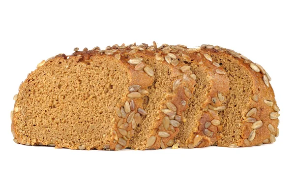 Szeletelt barna kenyér a napraforgómag — Stock Fotó