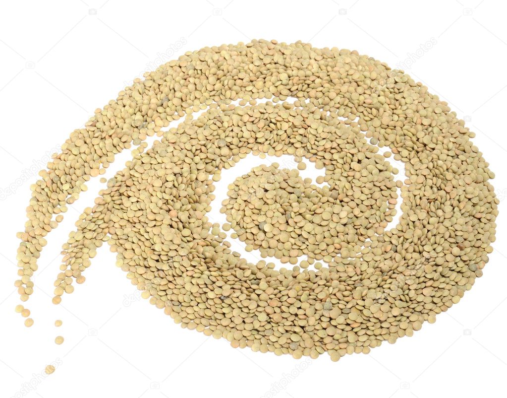 Spiral Made of Lentils on White Background