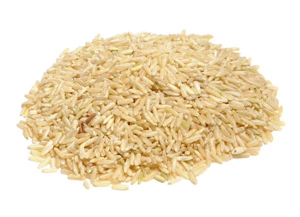 从白色背景分离出来的糙米 — 图库照片