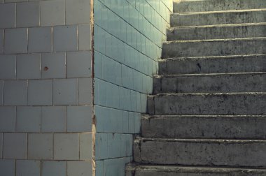 Old Tiled Wall and Concrete Staircase