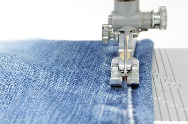 Sewing Machine and Jeans Fabric clipart