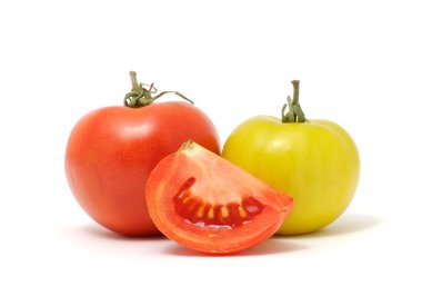 Red and Green Tomato Isolated on White Background clipart