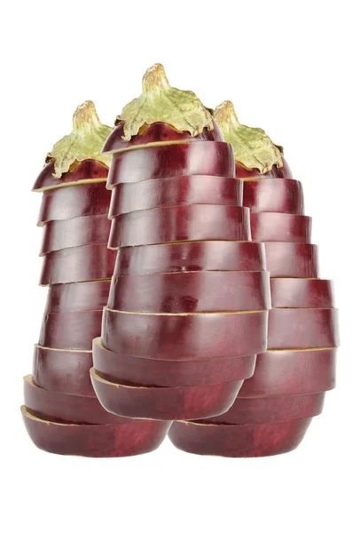 Sliced Eggplants Isolated on White Background — Stock Photo, Image