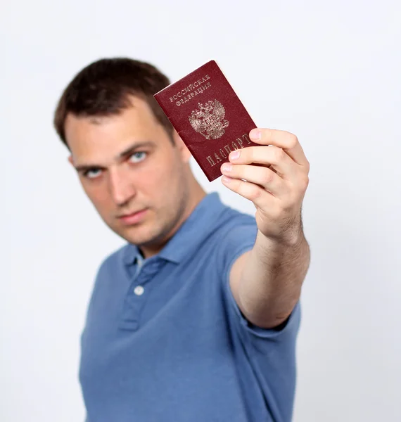 Man holding russian passport — Stock Photo, Image