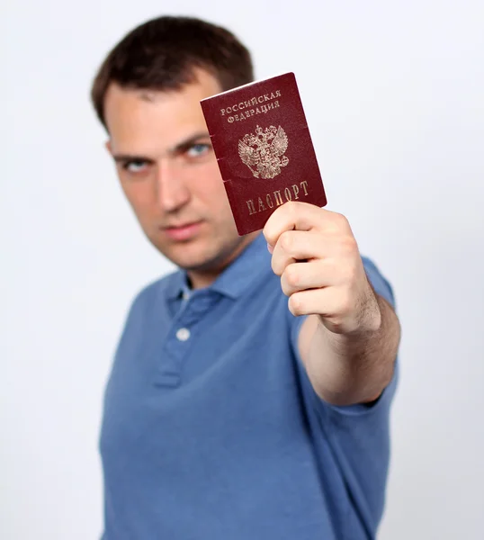 Man holding russian passport — Stock Photo, Image