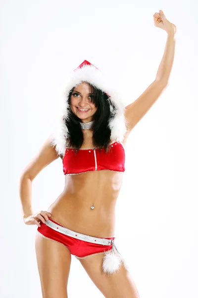 Sexig flicka klädd som jultomte — Stockfoto