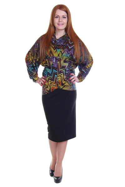 Mutlu kadın eteği ve bluz — Stok fotoğraf