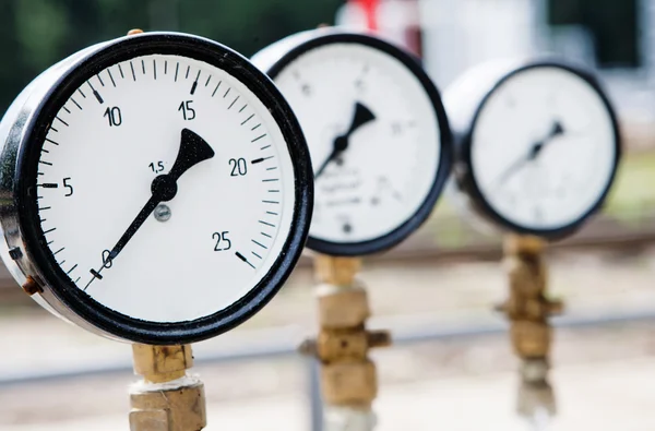 stock image Manometers on the pipes