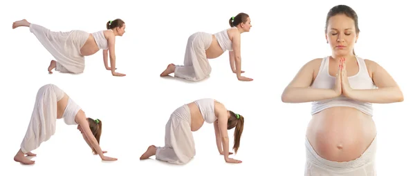 Beautiful pregnant woman doing exercises — Stock Photo, Image