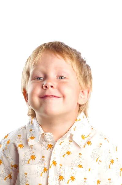 Porträtt av en ung pojke på vit bakgrund — Stockfoto