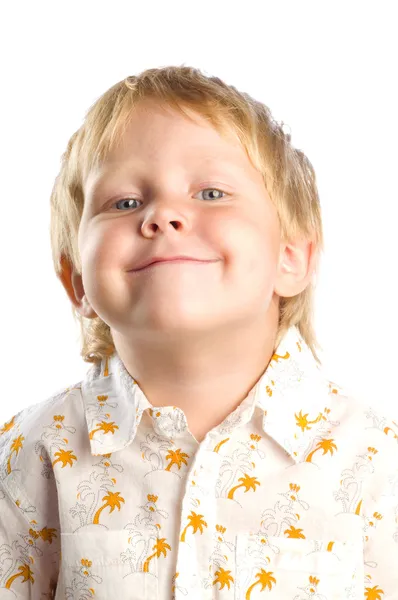 Porträt eines kleinen Jungen auf weißem Hintergrund — Stockfoto