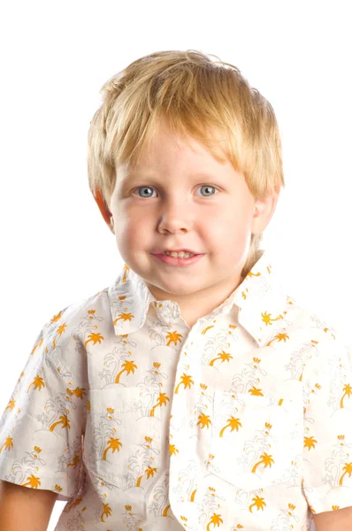 Портрет хлопчика на білому тлі — стокове фото