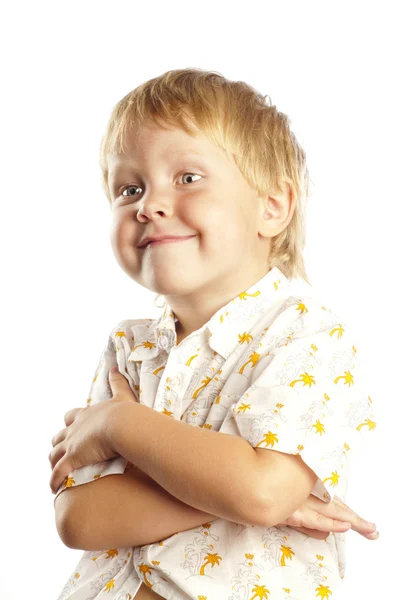 Portrét mladého chlapce na bílém pozadí — Stock fotografie