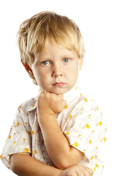 Portret młodego chłopca na białym tle — Zdjęcie stockowe