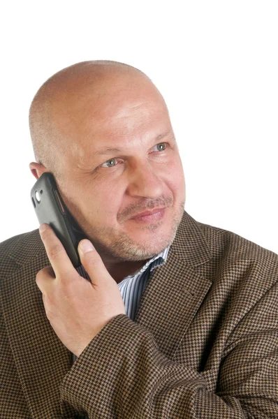 Retrato de un hombre de negocios con teléfono móvil. —  Fotos de Stock