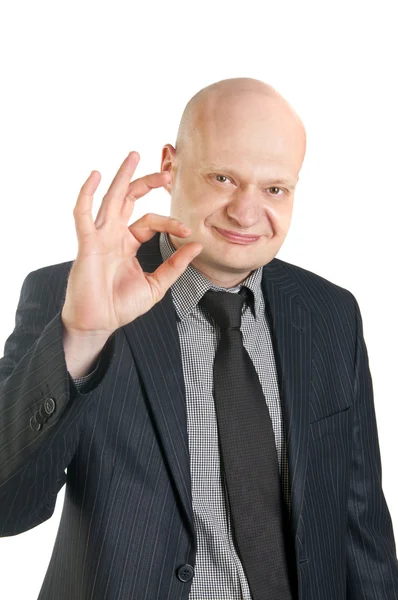 Üzletember mutatja az Ok jele ujjal — Stock Fotó