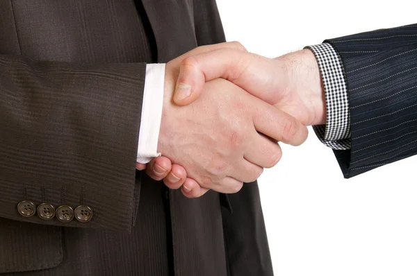 Two businessmen hands handshake — Stock Photo, Image