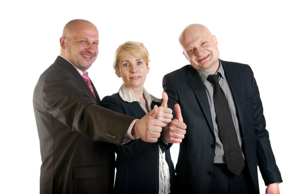 Unternehmensgruppe steht mit erhobenem Daumen — Stockfoto