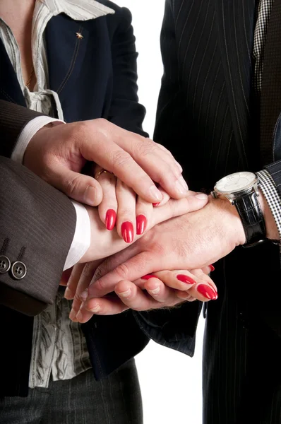 Close Up of business hands making a pile — Stock Photo, Image