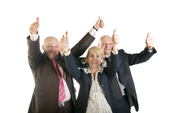 Grupo de negócios de pé com polegares para cima sinal — Fotografia de Stock