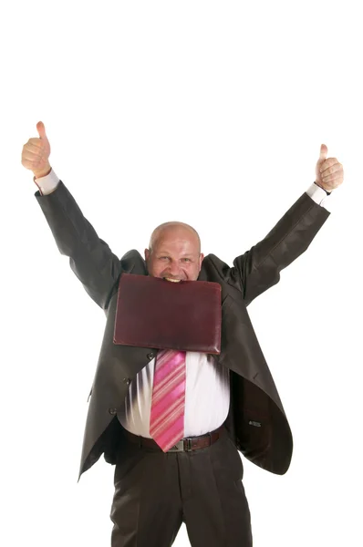 Un homme d'affaires heureux levant les pouces — Photo