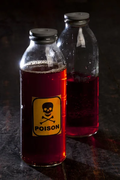 与标签的毒药瓶 — 图库照片