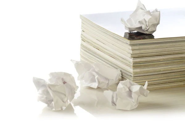 Stack of magazines with paper — Stock Photo, Image