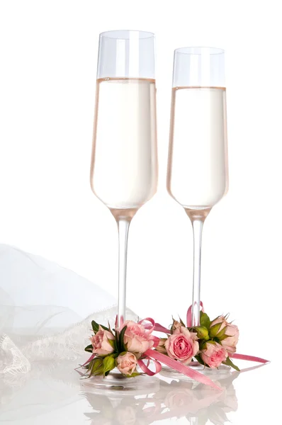Bruiloftsbril met champagne — Stockfoto