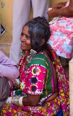 Woman in colored sari clipart