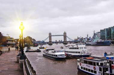 The river Thames with London Bridge,Tower Bridge clipart