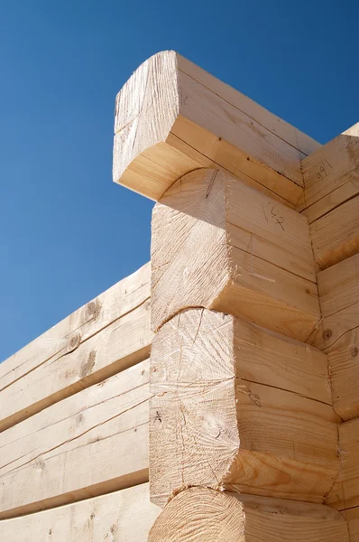 stock image Log home construction detail