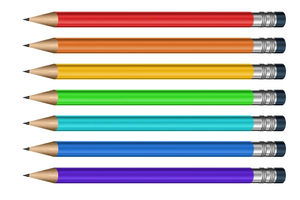 stock image Different color pencils with erasers