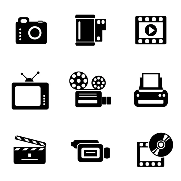 Computer photo-video icons — Stock Vector