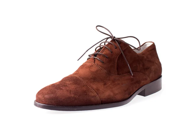 Erkek Ayakkabı üzerine beyaz izole kahverengi — Stok fotoğraf