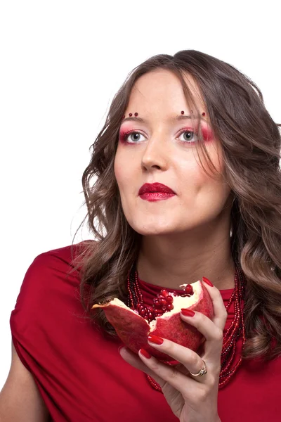 Woman with pomegranate — Stock Photo, Image