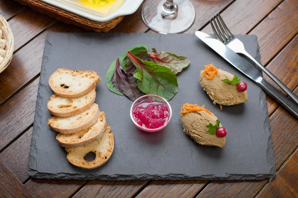 Chicken Liver Pate with Onion Marmalade dish — Stock Photo, Image