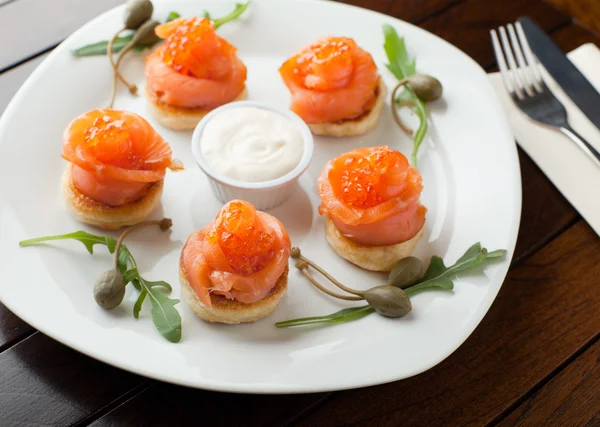 Salmon and Red Caviar — Stock Photo, Image