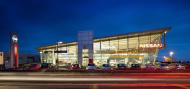 Night view of Windsor Galway Ltd building clipart