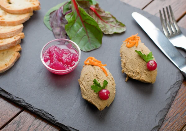 stock image Chicken Liver Pate with Onion Marmalade dish