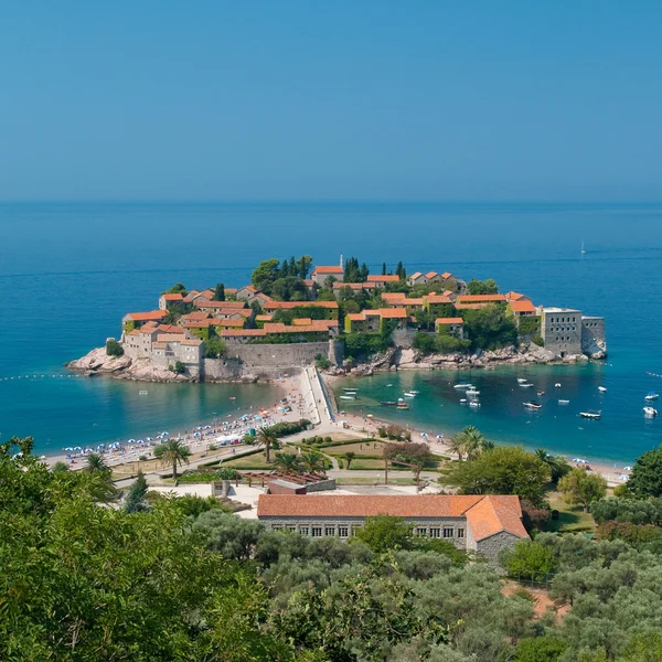 Sveti Stefan resort ilha-hotel em Montenegro — Fotografia de Stock