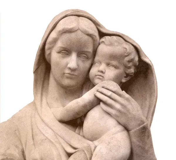 Standbeeld van de Maagd Maria en Jezus jongen — Stockfoto